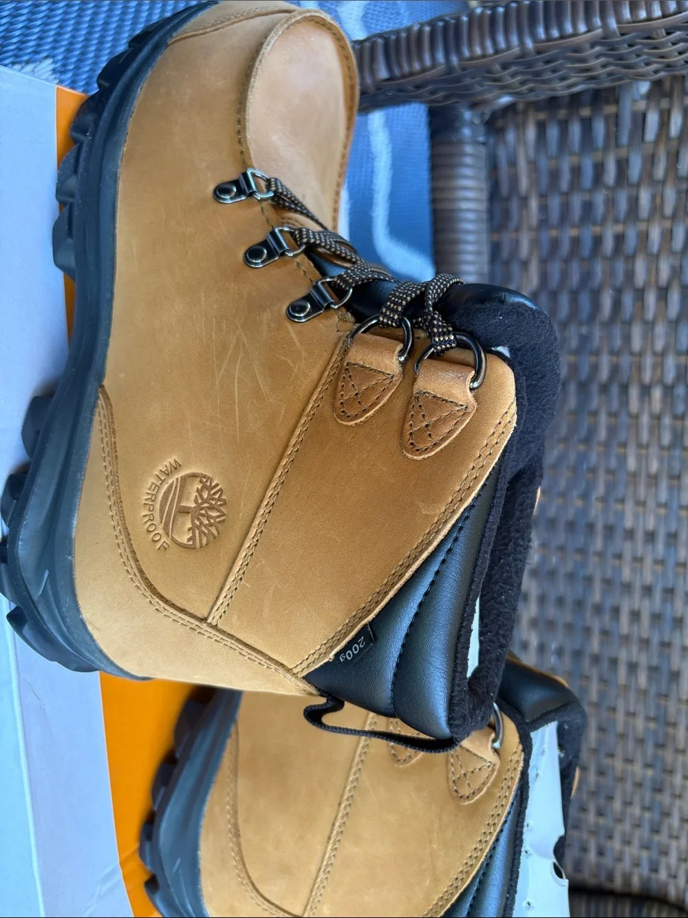 Timberland Wheat/Tan Men's Lace-Up Work Boots with Black Collar